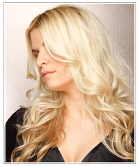 Model with long blonde wavy hair