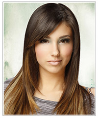 Model with long dark straight hair