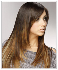 Model with long dark straight hair