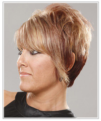 Model with short blonde bangs