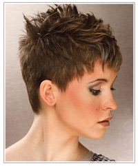 Model with short spikey hair