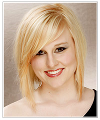 Model with mid-length blonde bob