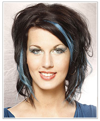 Model with blue two-tone-hair
