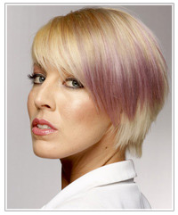 Model with subtle purple two-tone hair