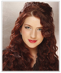Model with long curly hair