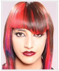 Woman with multicolored asymmetrical hair
