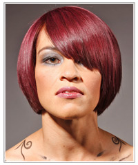 Woman with red alternative medium length hairstyle