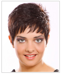 Woman with short brown hair