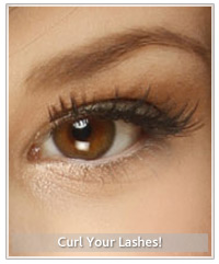 Model with curled black eyelashes