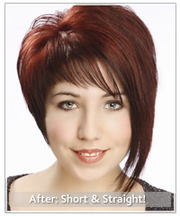 Model with short straight red hair