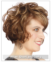 Model with short curly hair