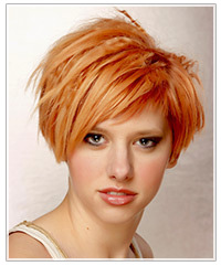 Model with short red crimped hair