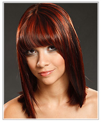 Model with bright red hair