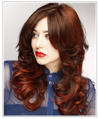 Model with dark red hair