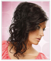 Model with black curly hair