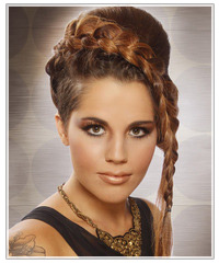 Model with plaited updo