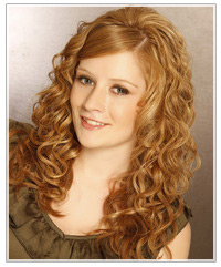 Model with curly copper hair