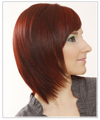Model with red bob