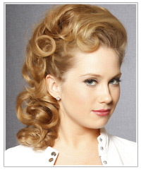Model with curly upstyle