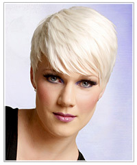 Model with short blonde hair