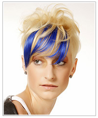 Model with blue and blonde short hair