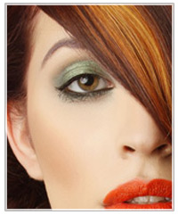 Model with green eye shadow