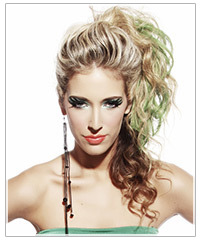 Blonde model with green eye shadow