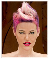 Model with pink and purple hair