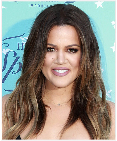 Khloe Kardashian Long Straight Hairstyle - Dark Brunette