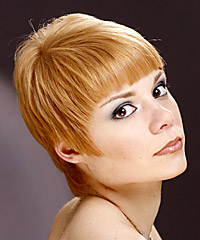 Short blonde pixie haircut