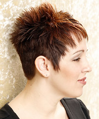 Brown spiked pixie haircut