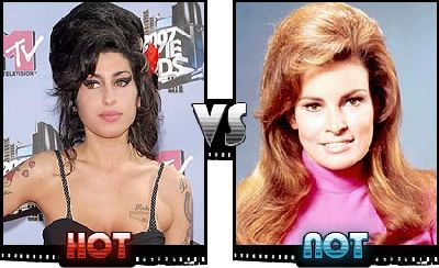 Amy Winehouse and Raquel Welch hairstyles